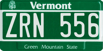 VT license plate ZRN556