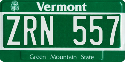 VT license plate ZRN557