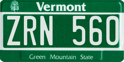 VT license plate ZRN560