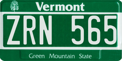 VT license plate ZRN565