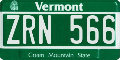 VT license plate ZRN566