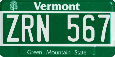 VT license plate ZRN567