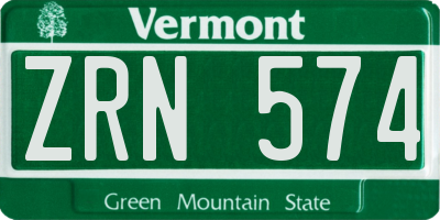 VT license plate ZRN574