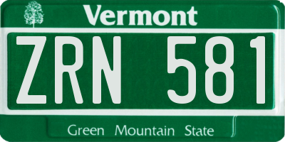 VT license plate ZRN581