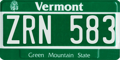 VT license plate ZRN583