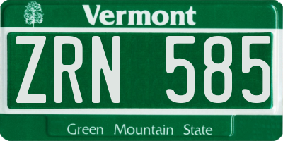 VT license plate ZRN585