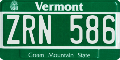 VT license plate ZRN586