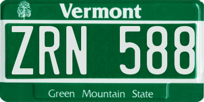 VT license plate ZRN588