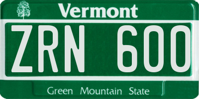 VT license plate ZRN600
