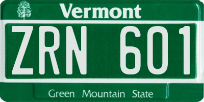 VT license plate ZRN601