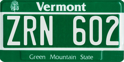 VT license plate ZRN602