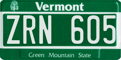 VT license plate ZRN605