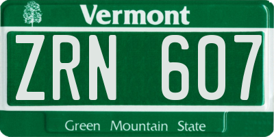 VT license plate ZRN607