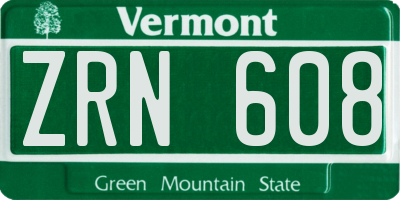 VT license plate ZRN608