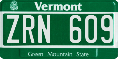 VT license plate ZRN609