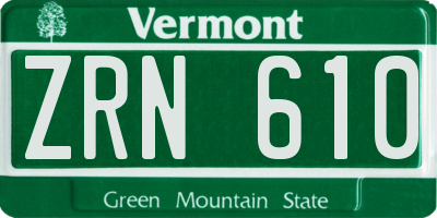 VT license plate ZRN610