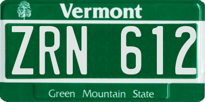 VT license plate ZRN612