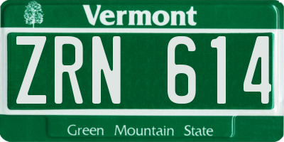 VT license plate ZRN614