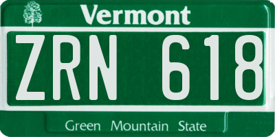 VT license plate ZRN618
