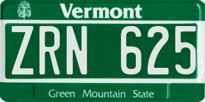 VT license plate ZRN625
