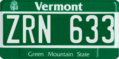 VT license plate ZRN633
