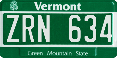 VT license plate ZRN634