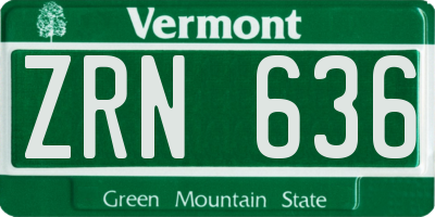 VT license plate ZRN636