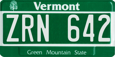 VT license plate ZRN642