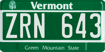 VT license plate ZRN643