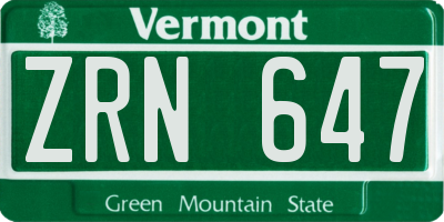 VT license plate ZRN647
