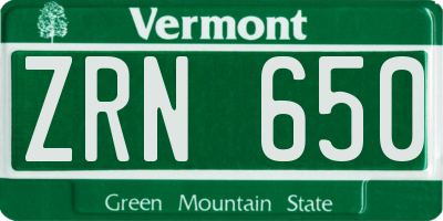 VT license plate ZRN650