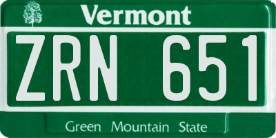VT license plate ZRN651