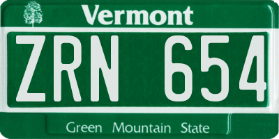 VT license plate ZRN654