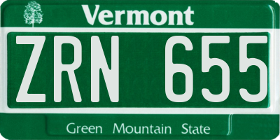VT license plate ZRN655