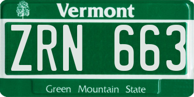 VT license plate ZRN663