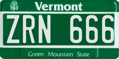 VT license plate ZRN666