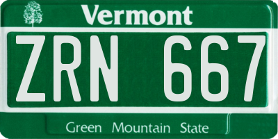 VT license plate ZRN667