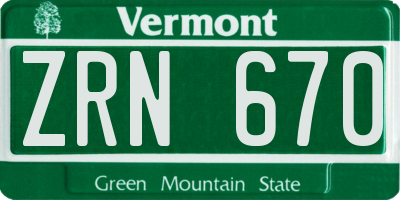 VT license plate ZRN670
