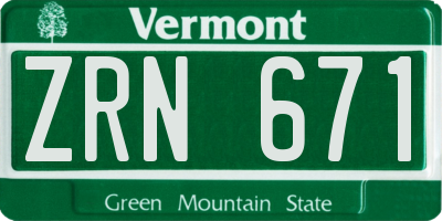VT license plate ZRN671
