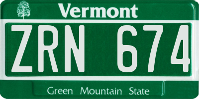VT license plate ZRN674