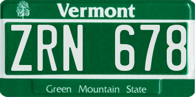 VT license plate ZRN678