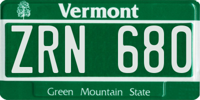 VT license plate ZRN680