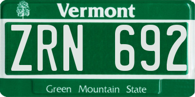 VT license plate ZRN692