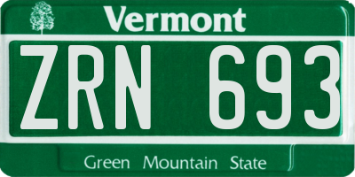 VT license plate ZRN693