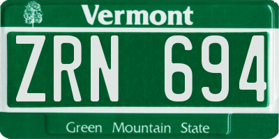 VT license plate ZRN694