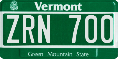 VT license plate ZRN700