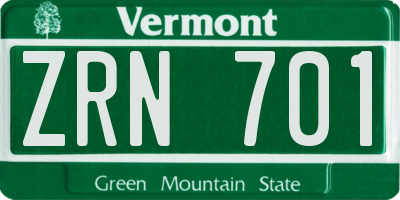 VT license plate ZRN701
