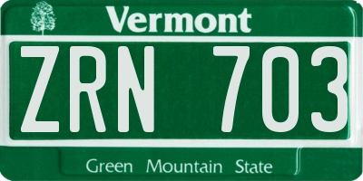 VT license plate ZRN703
