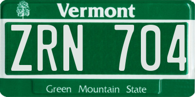 VT license plate ZRN704
