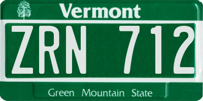 VT license plate ZRN712